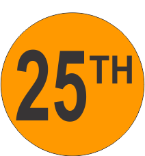 Twenty Fifth (25th) Fluorescent Circle or Square Labels